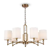 Люстра подвесная Riverside FR1007PL-07BS Freya белая на 7 ламп, основание латунь в стиле современный американский Люстра подвесная Riverside FR1007PL-07BS Freya белая на 7 ламп, основание латунь в стиле современный американский